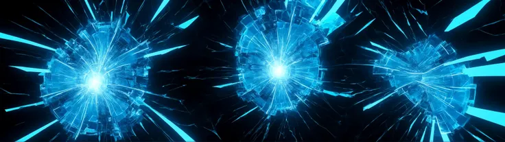score_9, BREAK, glowing shatter of neon blue time travel