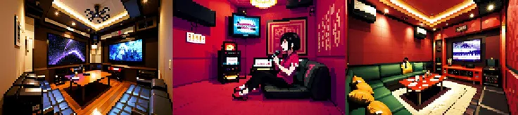 highly insanely detailed, masterpiece, top quality, best quality, highres, 4k, 8k, RAW photo, (very aesthetic, beautiful and aesthetic),
__lazy-wildcards/subject/env-bg-interior/ktv-interior/prompts__,
<lora:karaokeroom_v2:0.8>,
(1girl:1.3), 1other,
__lazy-wildcards/dataset/background__,âââ