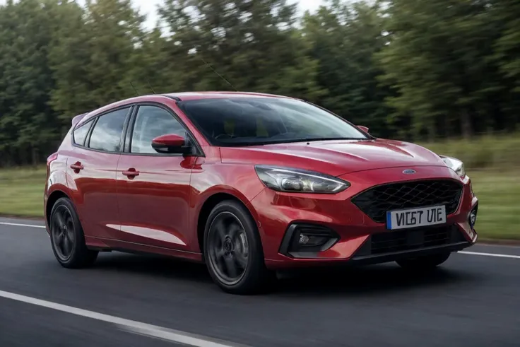 aesthetic photo of Ford Focus, in motion, perfect lighting, vibrant, high detailed, epic, motion blur