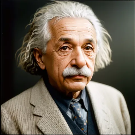 ((RAW, analog style)), extremely detailed full body color photo of albert einstein, background laboratory, ((film grain, skin details, high detailed skin texture, 8k hdr, dslr))