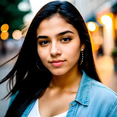 RAW photo, a portrait photo of 20 y.o brazilian woman in casual clothes, nigth, city street, (high detailed skin:1.2), 8k uhd, dslr, soft lighting, high quality, film grain, Fujifilm XT3