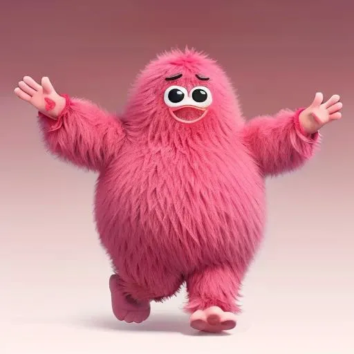 masterpiece,best quality,
Wool felt, a cute pink plush little monster, running, begging for cuddles, shy expression, anthropomorphic, monster, soft fur, smooth, limbs, red hair, simple background, standing, solo, whole body, looking at the audience, pale pink gradient background, clean background,