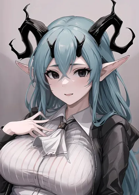 masterpiece, best quality, highres, 1 girl, horns, black eyes,  <lyco:Salus_V11-000015:0.88>