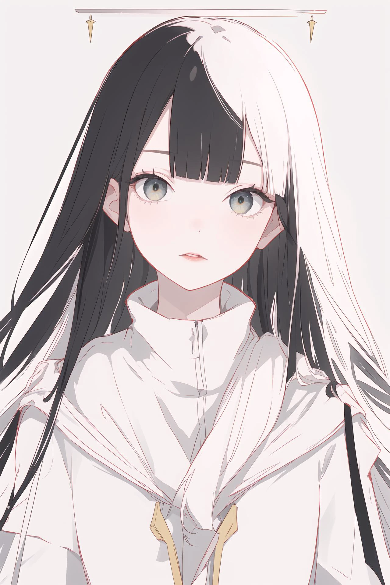 (best quality, masterpiece, highres),1girl,solo,blunt bangs,white eyes,lips,black long hair,dynamic_angle,<lora:Bx_cool white_v1.08:1>,