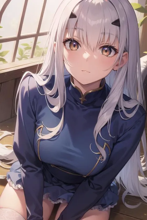 melusine, <lyco:melusine-lyco-nochekaiser:1>,
melusine, (brown eyes:1.5), long hair, white hair, sidelocks, (small breast:1.2),
BREAK blue dress, dress, frills, long sleeves, thighhighs, thighs, white thighhighs,
BREAK looking at viewer,
BREAK outdoors,
BREAK <lyco:GoodHands-beta2:1>, (masterpiece:1.2), best quality, high resolution, unity 8k wallpaper, (illustration:0.8), (beautiful detailed eyes:1.6), extremely detailed face, perfect lighting, extremely detailed CG, (perfect hands, perfect anatomy),