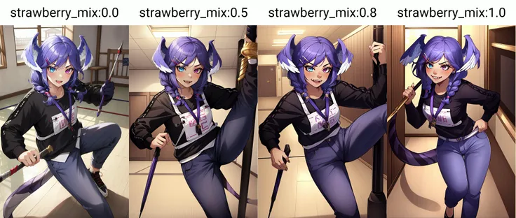 (masterpiece, best quality), intricate details,
1girl, <lora:nijisanji_tatsuki-10:0.8> selen tatsuki, fangs, twin braids, hairclip, head wings, heterochromia, black sweater, lanyard, purple pants, dragon tail,
fencing, rapier, indoors, dojo, fighting stance,
<lora:strawberry_mix:0.0>
