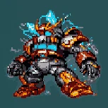 (16-bit pixel art:1.3), cinematic still, hdr, mecha powered by jolttech, crackling electricity beam shoulder cannon, <lora:SRWAlpha1Sprites-50:1> SRWAlpha1Sprites, simple background, super robot wars, <lora:JoltTech-22:0.68>, (masterpiece, best quality, absurdres, detailed, ultra-detailed:1.3)