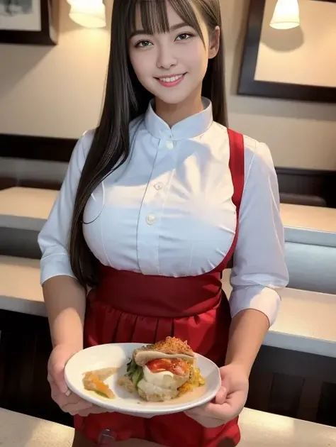 high_quality,best quality,masterpiece,1girl,waitress,looking at viewer,smile, <lora:pnxWaitress:0.8>