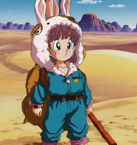 masterpiece, best quality, akiratoriyama art style, a girl wearing a bunny suit walking in a desert crying,