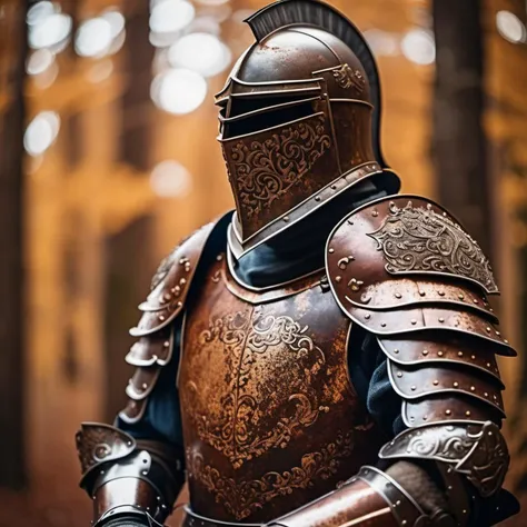 cinematic photo ornate knight metal armor with helmet, stains, grit, rust <lora:Grit-SDXL:1> . 35mm photograph, film, bokeh, professional, 4k, highly detailed
