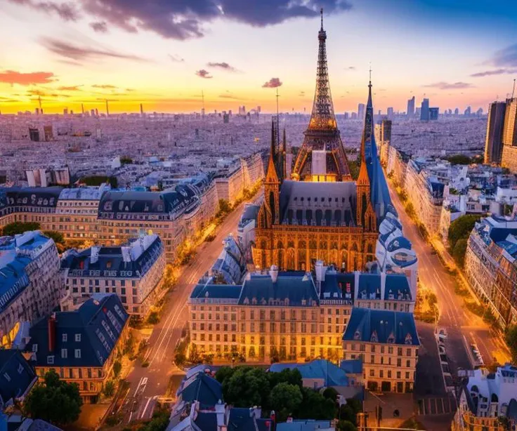 epic painting of Paris, France at sunrise,  <hypernet:longexposure:1>, hd, high octane render, smooth