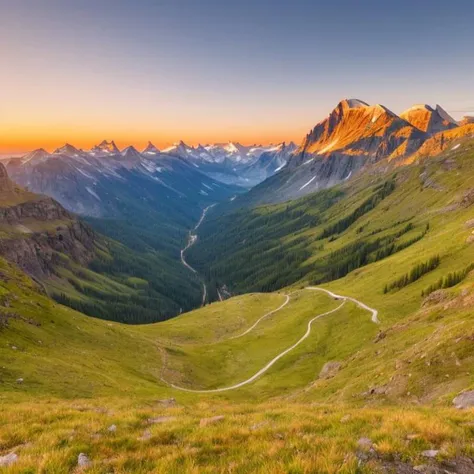 photo of a beautiful mountain vista at sunset trending 8k |  <hypernet:longexposure:1>