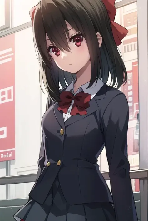 setsunakiyoura, <lora:setsuna kiyoura s1-lora-nochekaiser:1>,
setsuna kiyoura, black hair, (red eyes:1.5), hair bow, red bow,
BREAK skirt, thighhighs, school uniform, shoes, black thighhighs, zettai ryouiki, bow, red bow,
BREAK indoors, classroom,
BREAK looking at viewer, (cowboy shot:1.5),
BREAK <lyco:GoodHands-beta2:1>, (masterpiece:1.2), best quality, high resolution, unity 8k wallpaper, (illustration:0.8), (beautiful detailed eyes:1.6), extremely detailed face, perfect lighting, extremely detailed CG, (perfect hands, perfect anatomy),
