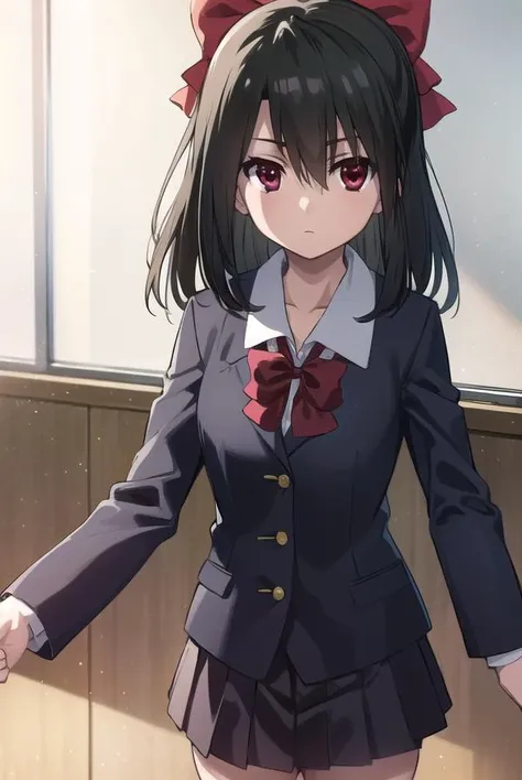 setsunakiyoura, <lora:setsuna kiyoura s1-lora-nochekaiser:1>,
setsuna kiyoura, black hair, (red eyes:1.5), hair bow, red bow,
BREAK skirt, thighhighs, school uniform, shoes, black thighhighs, zettai ryouiki, bow, red bow,
BREAK indoors, classroom,
BREAK looking at viewer, (cowboy shot:1.5),
BREAK <lyco:GoodHands-beta2:1>, (masterpiece:1.2), best quality, high resolution, unity 8k wallpaper, (illustration:0.8), (beautiful detailed eyes:1.6), extremely detailed face, perfect lighting, extremely detailed CG, (perfect hands, perfect anatomy),