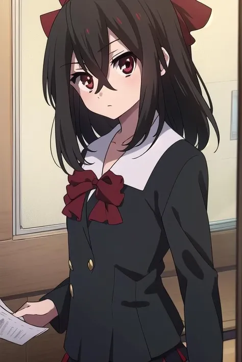 setsunakiyoura, <lora:setsunakiyoura-lora-nochekaiser:1>,
setsuna kiyoura, black hair, (red eyes:1.5), hair bow, red bow,
BREAK skirt, thighhighs, bow, school uniform, pleated skirt, shoes, black thighhighs, zettai ryouiki,
BREAK looking at viewer,
BREAK indoors, classroom,
BREAK <lora:GoodHands-vanilla:1>, (masterpiece:1.2), best quality, high resolution, unity 8k wallpaper, (illustration:0.8), (beautiful detailed eyes:1.6), extremely detailed face, perfect lighting, extremely detailed CG, (perfect hands, perfect anatomy),