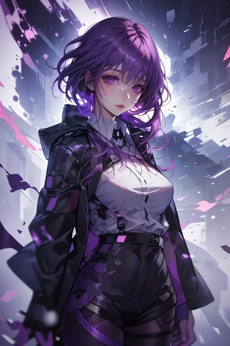 (Extreme Photo:1.3) of (Realistic:1.3) a photo of a woman, <lora:KafkaV1.0-000003:0.8> KafkaHSR, purple hair, purple eyes, black shorts, purple pantyhose, jacket, white shirt, purple gloves, KafkaHSR, purple hair, purple eyes, black shorts, purple pantyhose, jacket, white shirt, KafkaHSR, purple hair, purple eyes, black shorts, purple pantyhose, KafkaHSR, purple hair, purple eyes, black shorts, KafkaHSR, purple hair, purple eyes,Highly Detailed,(Oversaturated:1.3), <lora:LCM_LoRA_Weights_SD15:1>