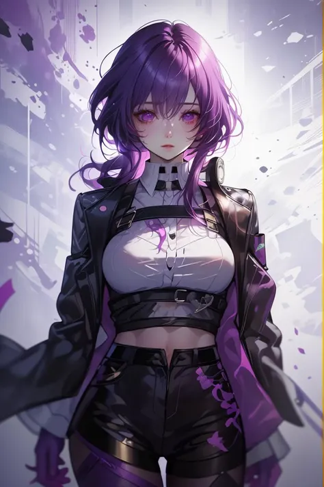(Complex Digital Artwork:1.3) of (Screen print:1.3) a photo of a woman, <lora:KafkaV1.0-000003:0.8> KafkaHSR, purple hair, purple eyes, black shorts, purple pantyhose, jacket, white shirt, purple gloves, KafkaHSR, purple hair, purple eyes, black shorts, purple pantyhose, jacket, white shirt, KafkaHSR, purple hair, purple eyes, black shorts, purple pantyhose, KafkaHSR, purple hair, purple eyes, black shorts, KafkaHSR, purple hair, purple eyes,CGSociety,ArtStation,(Provia:1.3), <lora:LCM_LoRA_Weights_SD15:1>