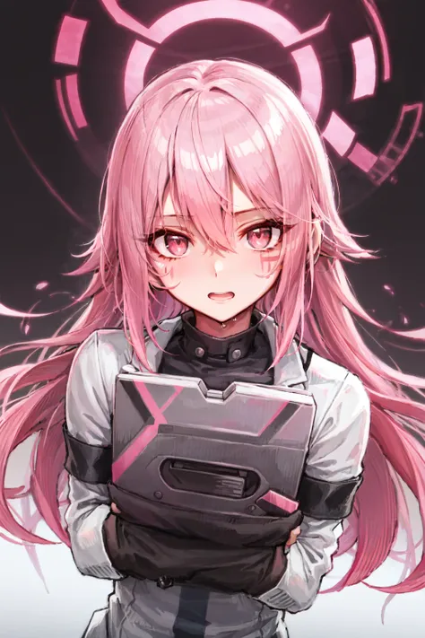 <lora:Technoblade_Avatar:.7>  (masterpiece, best illustration), 1boy, solo, male focus, brown eyes, light pink hair, looking at viewer, shirt, colored skin, pink skin, red and pink gradient face paint, dripping pink face paint,  glittery skin, depth of field, alchemic symbols background, extreme light and shadow, side lighting, (solo), (best lighting), rim lighting, Technoblade, youtuber,