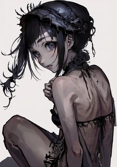 Bloodborne,1girl:1,bikini:1.2,solo:1,<lora:Bloodborne-000075:1>,look at viewer:1.2,white background:1.2,simple background:1