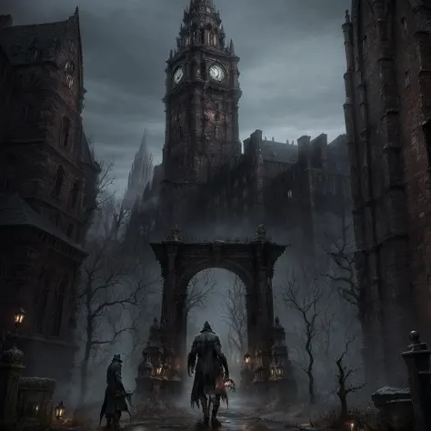 Bloodborne, docter:1.5,monster,city:1.1, <lora:Bloodborne-000075:0.6>,1men:1.2