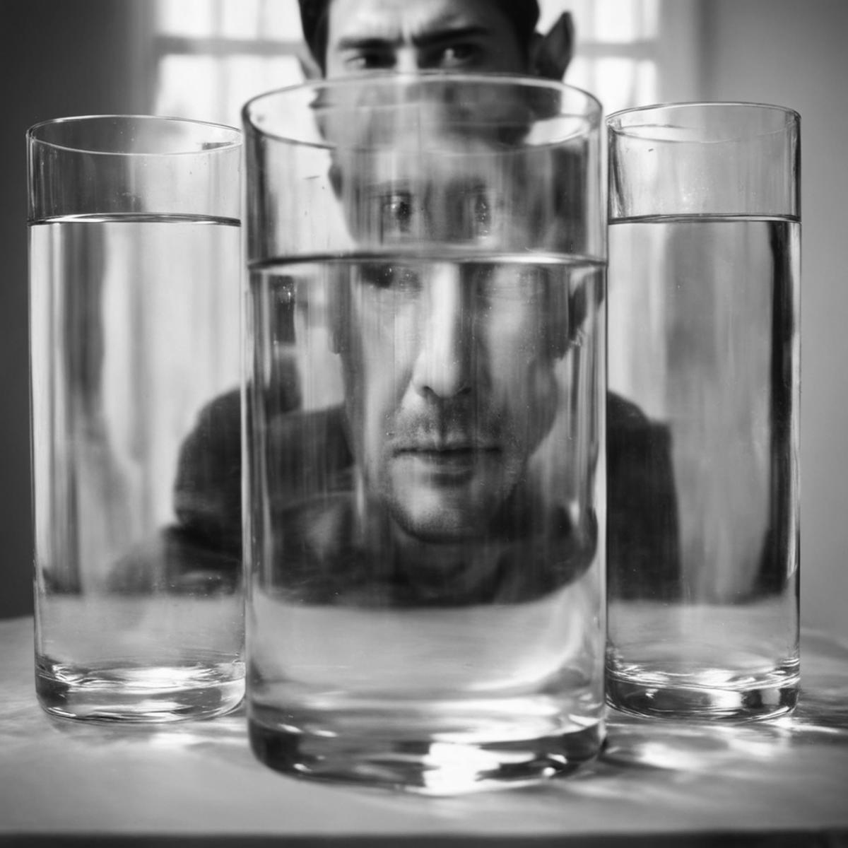 Distortions behind the glass. SDXL v1.0