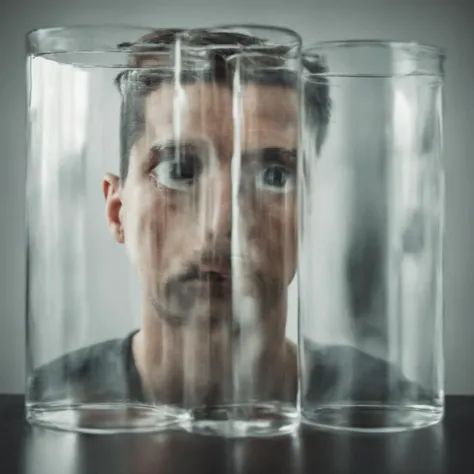 A man is drinking water in a tube
