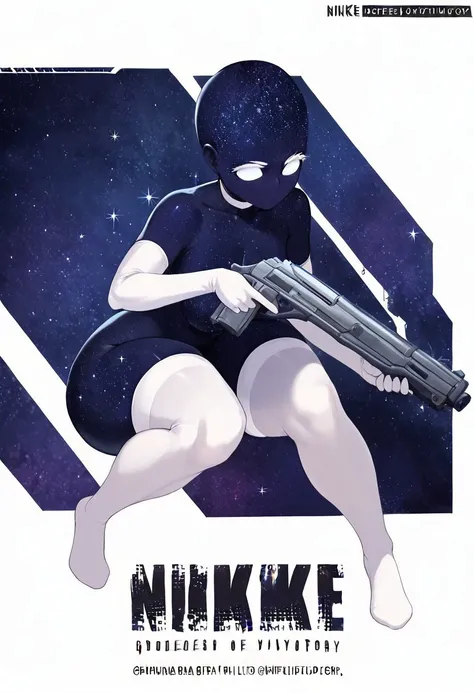 score_9, score_8_up, score_7_up, score_6_up, BREAK
solo, <lora:Universe_Telepurte_XL:0.85> sdUni, dark blue skin, galaxy, nebula, white eyes, no mouth, bald, white elbow gloves, white thighhighs, white choker, wide hips,thick thighs, skindentation, glowing white eyelashes, <lora:NikkeProfileV2_XLPD:1.0> IncrsNikkeProfile, full body, zoom layer, on one knee, holding weapon, holding gun