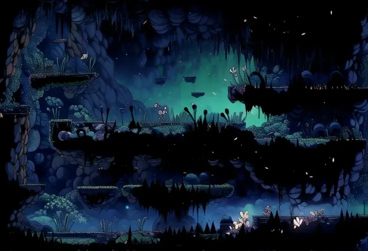 <lora:HKMap_LoRA-000009:1>, ((hkmap, 2d, pixel art)), landscape, cave, stones, dark environment