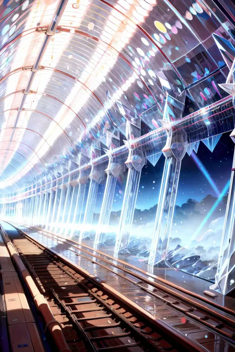 <lora:Sewer-10:1> sewer, (lighting style:1.2), train Tunnel, sky train, monorail, sky, cloud, rainbow,
<lora:CrystallineAI-000009:1> CrystallineAI, glass Tunnel, Crystalline Tunnel,
<lora:saturation:1.0> <lora:flat1:-0.6> <lora:add_brightness:0.8>