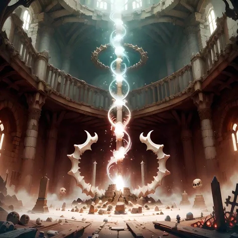 <lora:BoneMagic-22:0.8>, bonemagic , energy stream, fractured bones ,
(dungeon:1.1) ,interior , labyrinth, bridge , entrance, statues, pillers