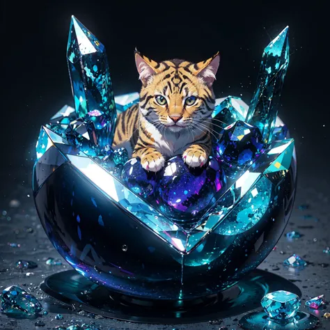 masterpiece, high quality, grainy,
BREAK <lora:phcrystal:0.75>, cat made out of extremely high quality phcrystal