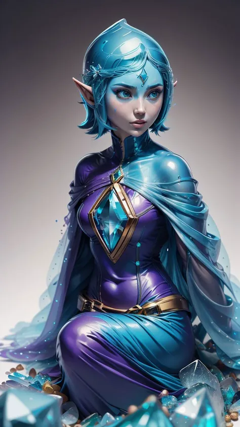 (best quality:1.2) (4k:1.) (very high resolution:1.1),(realistic photograph:1.1),(ultra detailed CG:1.1),official concept art,sculpture made of crystal,statue,no human,1girl elf,solo,(detailed face:1),(small breasts:1),full body,transparent body and wings,sitting,<lora:crystal_v1:1>,(phcrystal:1),colorful crystal,gems,translucent,transparent,reflection,RTX,lay tracing,<lora:FiSS4:1>,blue eyes,blank eyes,no pupils,colored skin,blue skin,blue hair,body jewel,forehead jewel,(full body),<lora:GlassTech-20:0.8>,