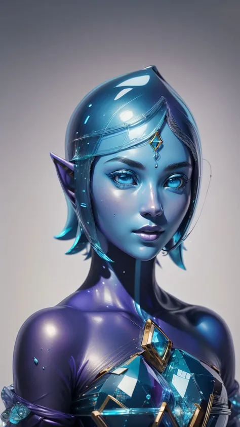 (best quality:1.2) (4k:1.) (very high resolution:1.1),(realistic photograph:1.1),(ultra detailed CG:1.1),official concept art,sculpture made of crystal,statue,no human,1girl elf,solo,(detailed face:1),(small breasts:1),full body,transparent body and wings,sitting,<lora:crystal_v1:1>,(phcrystal:1),colorful crystal,gems,translucent,transparent,reflection,RTX,lay tracing,<lora:FiSS4:1>,blue eyes,blank eyes,no pupils,colored skin,blue skin,blue hair,body jewel,forehead jewel,(full body),<lora:GlassTech-20:0.8>,