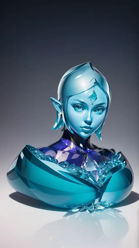 (best quality:1.2) (4k:1.) (very high resolution:1.1),(realistic photograph:1.1),(ultra detailed CG:1.1),official concept art,sculpture made of crystal,statue,no human,1girl elf,solo,(detailed face:1),(small breasts:1),full body,transparent body and wings,sitting,<lora:crystal_v1:1> (phcrystal:1),colorful crystal,gems,<lora:glasssculpture_v8:.6> (glasssculpture:0.95),translucent,transparent,reflection,RTX,lay tracing,<lora:FiSS4:1>,blue eyes,blank eyes,no pupils,colored skin,blue skin,blue hair,body jewel,forehead jewel,