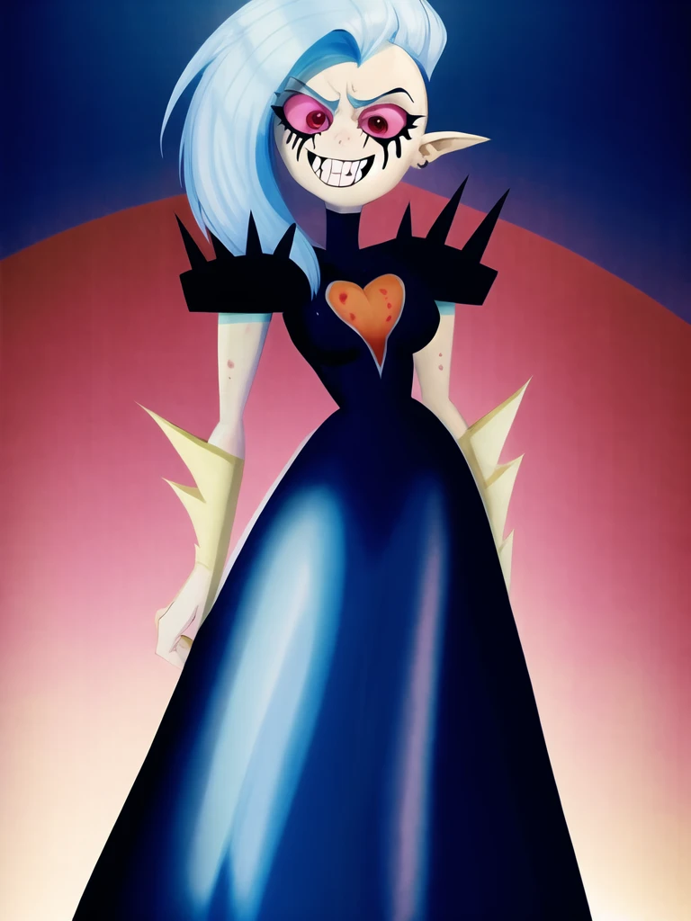 <hypernet:Off8mile-gao:1>, evil grin, lord dominator, masterpiece, high quality, pinup, absurdres, full body, 1girl, solo, looking at viewer