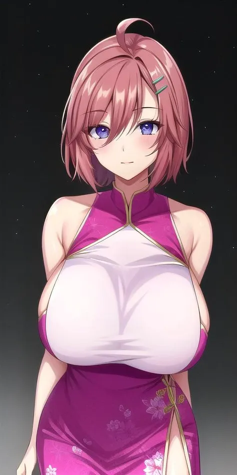 ((Highest quality, High resolution, Pixel perfect, 4K)), (1 person), (Beautiful Anime),
Observe the audience,
Perfect body,
Long Hair , Bright pink hair 、No bangs 、 Forehead 、 ponytail 、Super big breasts 、Erect nipples 、 Purple eyes 、 Detailed eyes、Let your hair down、
(blush), Embarrassing 、Climax 、Please open your mouth slightly、Provocative look 、
(Chinese dress 1.2) 、 Cleavage 、 No bra 、
Cowboy Shot 、 first round 、noon 、 nsfw 、 (Squat with your legs wide apart 、 Spread your legs wide 、 Lift your hips and show your crotch to the viewers )