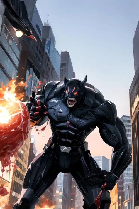 <lora:Al3xross:1>,Al3xross,monster spitting acid at a superhero