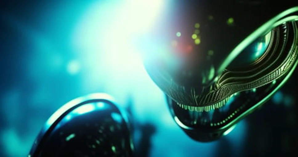 A dramatic close-up of a woman's face as she confronts an alien attacker, with a look of fierce determination and bravery. The photo should be taken with a high-quality DSLR camera, using professional lighting and color grading techniques to enhance the mood and atmosphere of the scene. The image should convey the woman's strength and courage as she faces off against the alien threat.