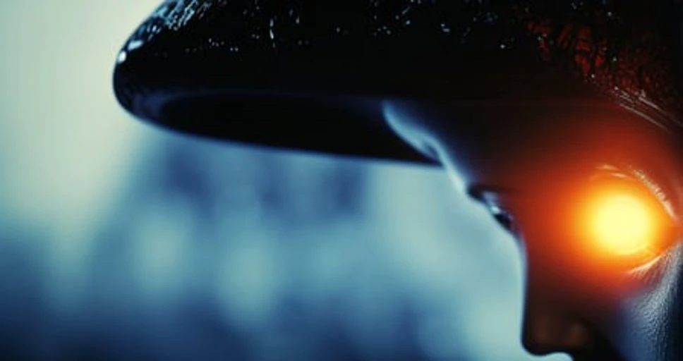 A dramatic close-up of a woman's face as she confronts an alien attacker, with a look of fierce determination and bravery. The photo should be taken with a high-quality DSLR camera, using professional lighting and color grading techniques to enhance the mood and atmosphere of the scene. The image should convey the woman's strength and courage as she faces off against the alien threat.