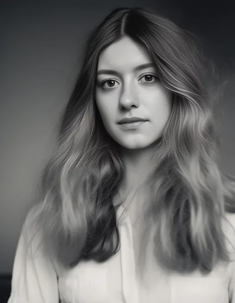 DaisyEdgarJones, [ (art by Charles Burns:0.8) ,art by Mário Eloy:6], photograph, Aggravated slender Czech Woman of Peace, Long flowy hair, film grain, Nikon d850, Low shutter, <lora:DaisyEdgarJonesSDXL:1>