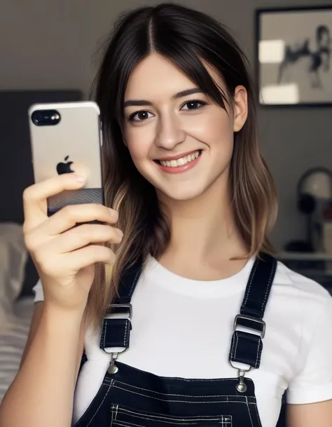 Beautiful young woman taking a selfie, Taken with iPhone camera、Beauty of Spain,Beautiful Face、Figure skater