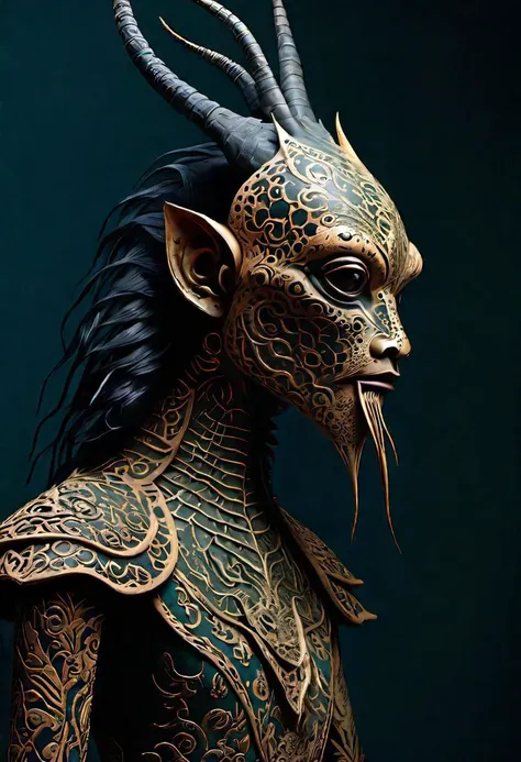 Haida voynich wayang, minimalist photorealistic character