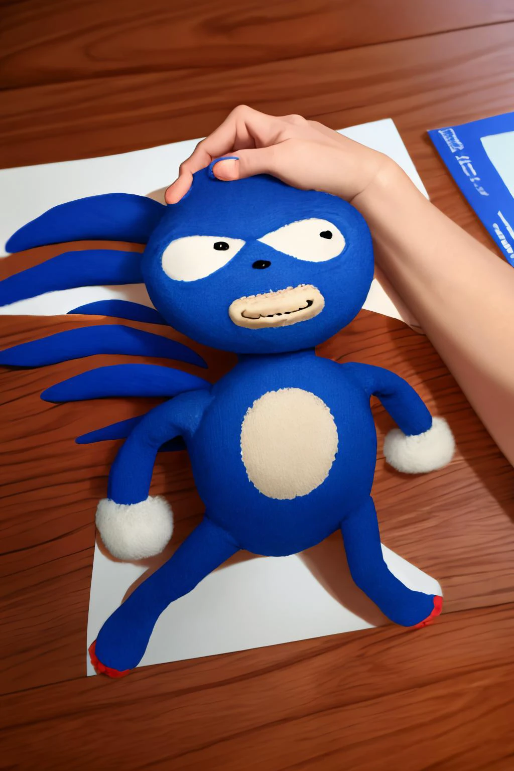 masterpiece, best quality, IncrsHeadpatPOV, headpat, pov, <lora:HeadpatPOVV2:1>, Sanic, <lora:Char_Sonic_Sonic:0.8>