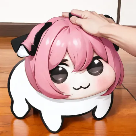 doro,creature,chibi,;3,IncrsHeadpatPOV,headpat,pov,<lora:HeadpatPOVV2:1>,<lora:DoroX_V1:1>,<lora:aniya:0.3>,girl,pink hair,