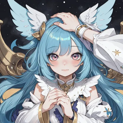 masterpiece, best quality, bibliangels, too many eyes, no humans, multiple wings, <lora:biblically_accurate_angel-09:0.8>, HeadpatPOV:1.3, pov, headpat, Beautiful Art Style, 1girl, young woman, wrist cuffs, fluid, lunar base, sleeve grab, <lora:HeadpatPOV:1>