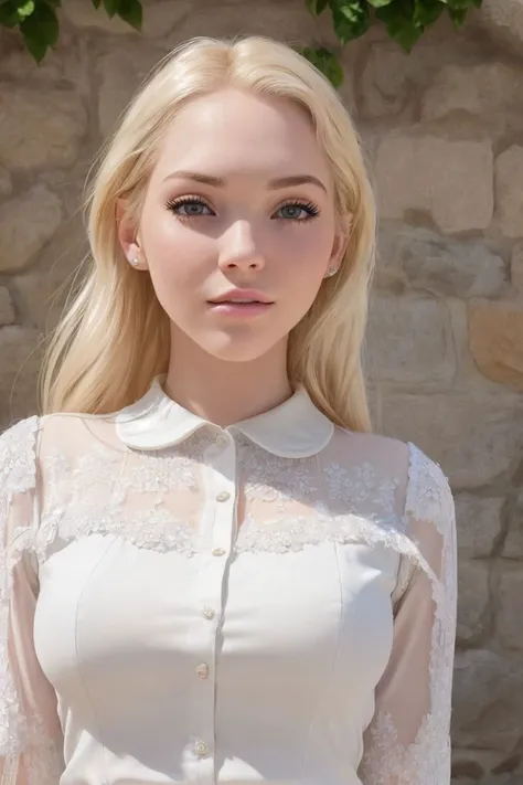 Masterpiece, realistic, High resolution, 8K Resolution. BREAK one beautiful girl, (), (face of teenage Emillarke:1.2 , young), (very young:1.2). BREAK french braid, white hair, beautiful young face, cute, serious face, blue eyes. BREAK ( white dress, off-shoulder, slit, knee long, cleavage, silk dress)BREAK medium breast, sexy legs, long legs,pale skin, skin imperfections. BREAK squatting and sitting on a concrete seat, in a garden of ancient building, scenery, (open legs),((( spreading her legs))),realistic pussy,realistic pussy, sad 😢
