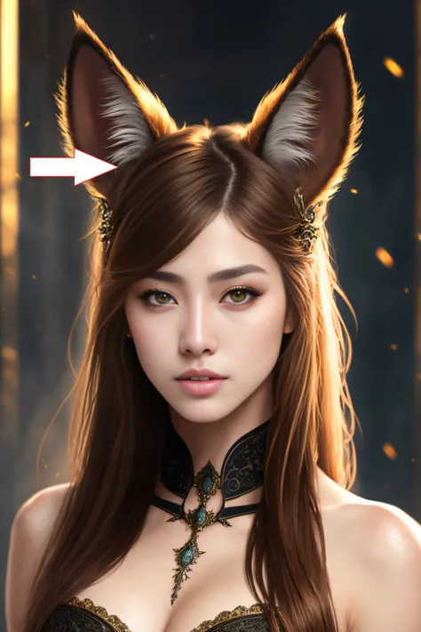 best quality, ultra high res, furry , a 25 y.o. woman with wolf ears, (brown hair), nice perfect face with soft skinice perfect face, feminine face, detailed eyes, hyperdetailed intricately, detailed gothic art, fantastical, intricate detail, splash screen, complementary colors, fantasy concept art, 8k, HDR, shallow depth of field, broad light, high contrast, backlighting, bloom, light sparkles, chromatic aberration, sharp focus, RAW color photo, (PureErosFace_V1:0.5)