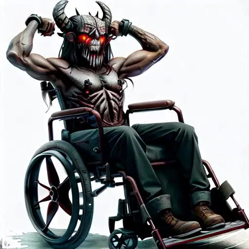 wheelchair, demonmawai <lora:demonmawai_v10:1>