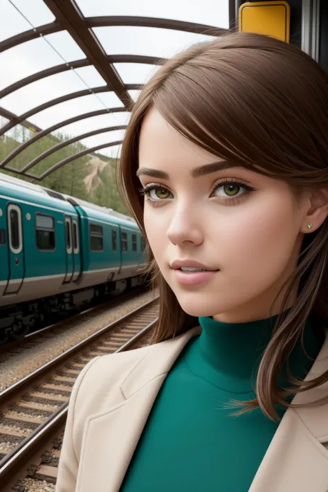 1girl, (landscape art by Steve Hillier:1.0) , professional portrait, intricate background, close up of a ([Fen|Yellowstone River]:1.3) from inside of a Train station, it is very Robotic and Fascinating, crowded vegetation and garden, at Nighttime, Vivid, Awe, Metalcore, Direct light, F/5, Vivid Colors, Teal, Brown and Beige, Luminous trails, High quality, adobe lightroom, commercial, rich colors