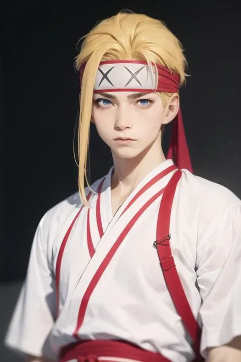 masterpiece, best quality, high quality, 1boy, solo, male focus, looking at viewer, upper body, <lora:tenza_yamada_asaemon:0.66>, tenza_yamada_asaemon, blonde hair, blue eyes, headband, , school uniform